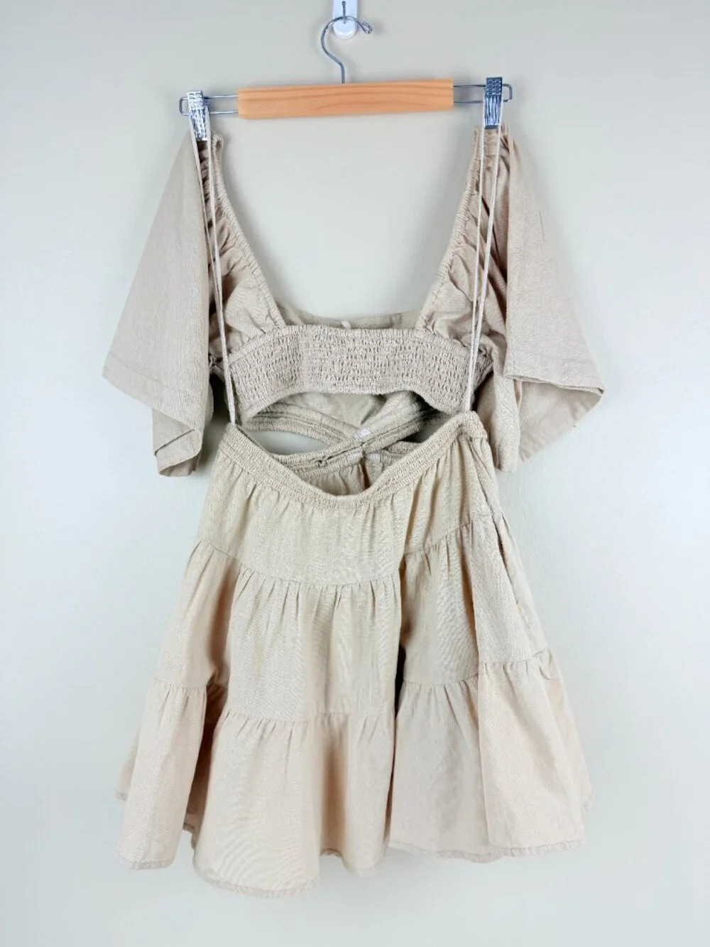 NWT Free People Cross Of Sunlight Cutout Smocked Mini Dress Size XS